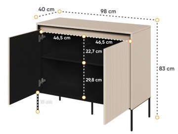 Komoda 2D s LED IPOLIS písková/černá