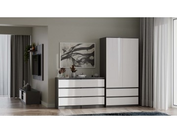Komoda Malvína M6 120 antracit/bílá