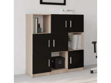 ZYRIE office skříňka, dub/černá