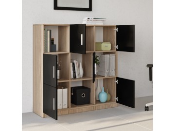 ZYRIE office skříňka, dub/černá