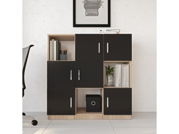 ZYRIE office skříňka, dub/černá